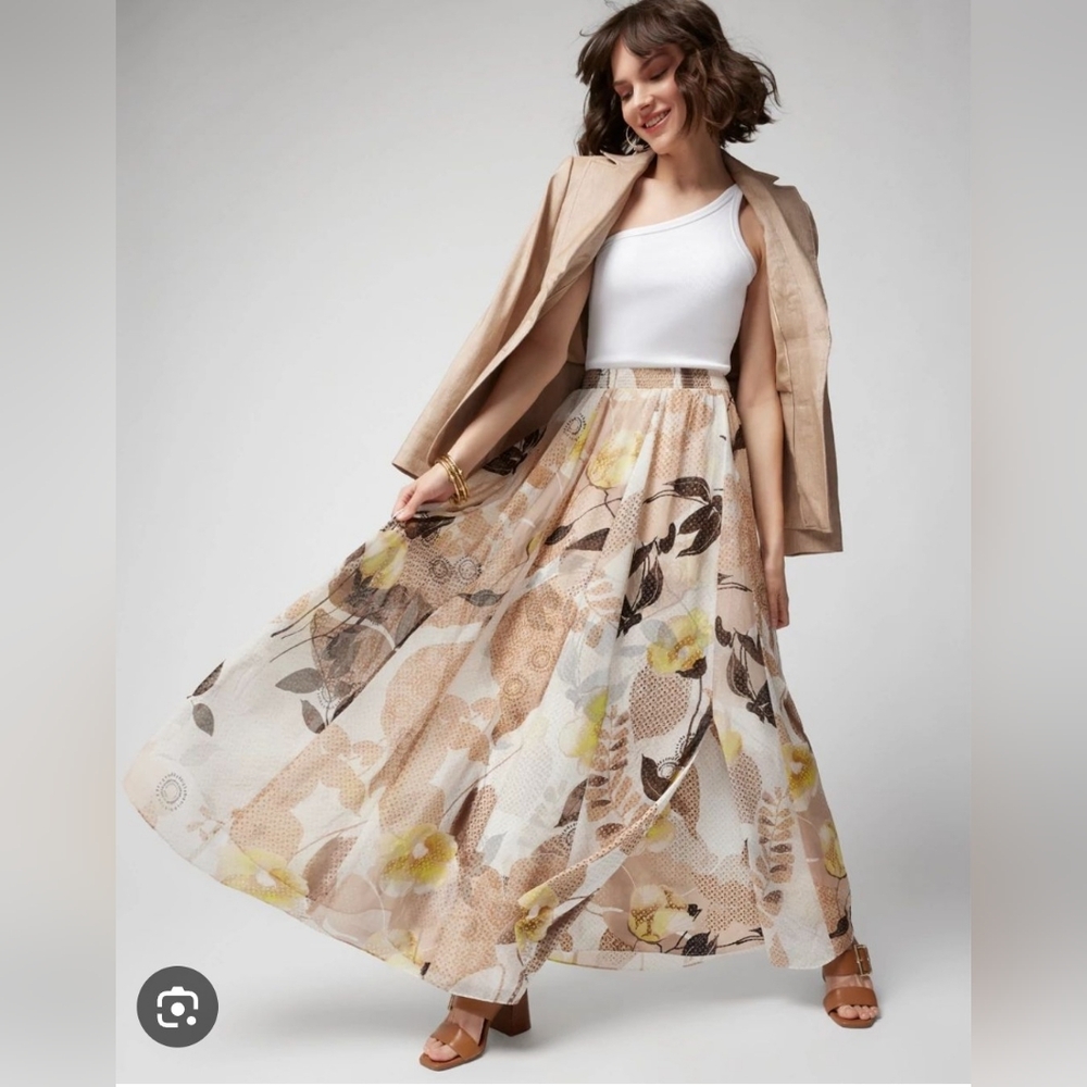 White House Black Market Whimsical Flora Maxi A-Line Skirt